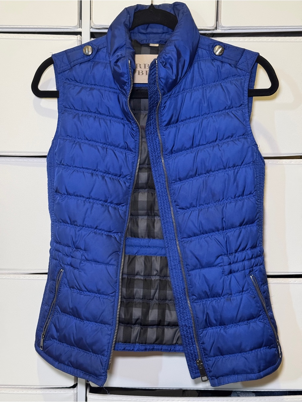 Burberry Quilted Sleeveless Puffer Vest -Blue